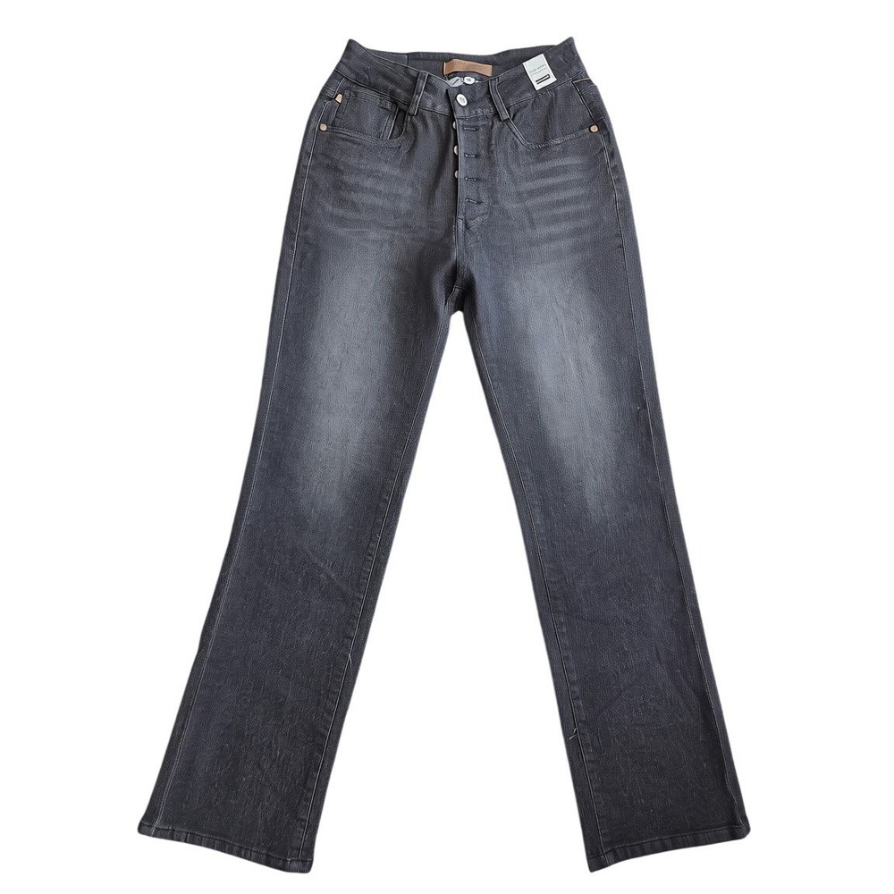 Judy Blue Womens High Waist Button Fly Straight Leg Jeans Washed Black Size M - Picture 2 of 4